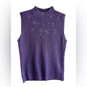TanJay Purple Ribbed Embellished Tank Top